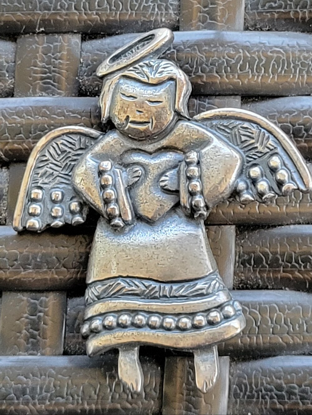 Vintage NEWPRO Pewter Angel Brooch